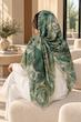 روسری زنانه طرح رز آبرنگی سبز