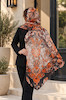 روسری زنانه طرح ابروبادی نارنجی مشکی