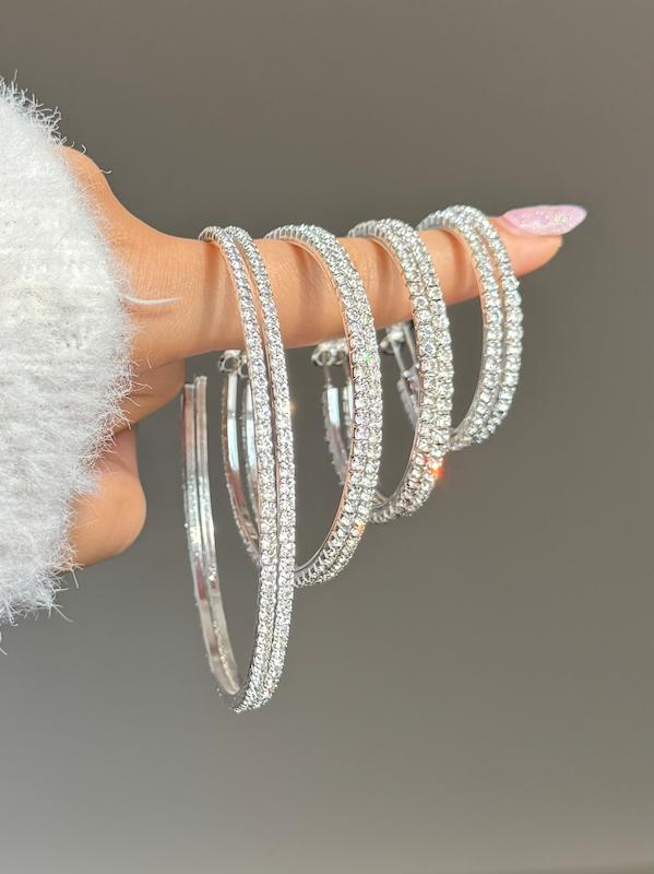 گوشواره حلقه ای فول نگین