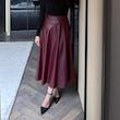 دامن میدی زنانه چرم زرشکی کنتو