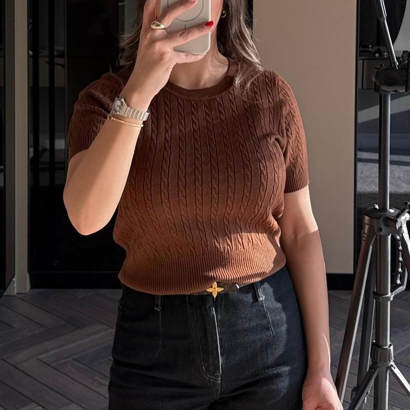 بلوز بافت استین کوتاه مورا