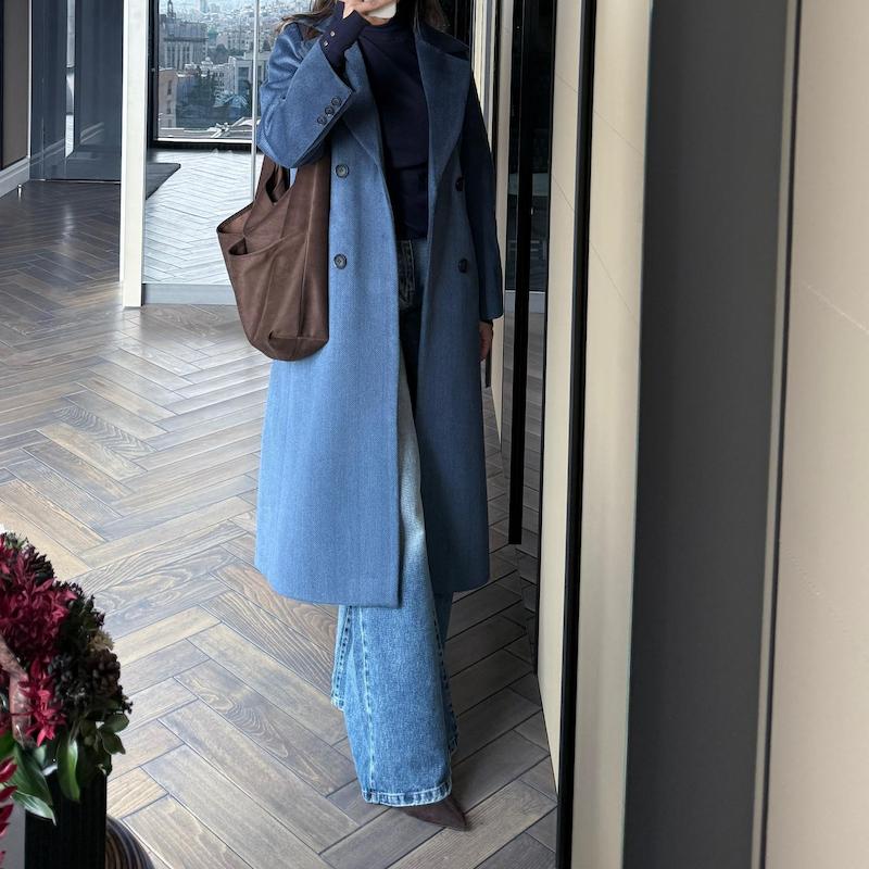 پالتو بلند زنانه آبی هانا 