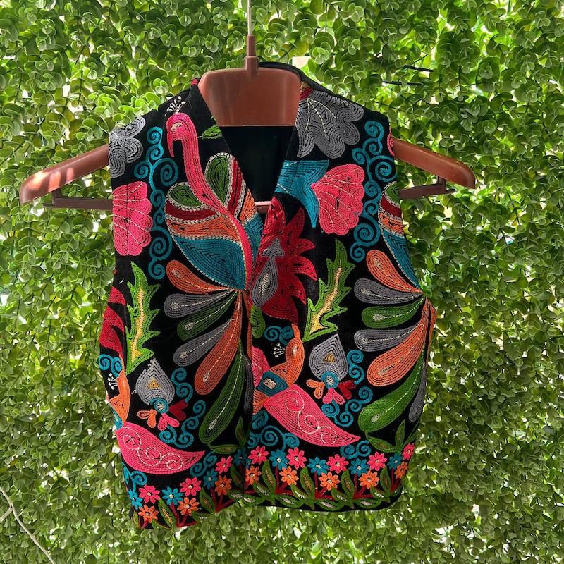 جلیقه مخمل سوزن دوزی