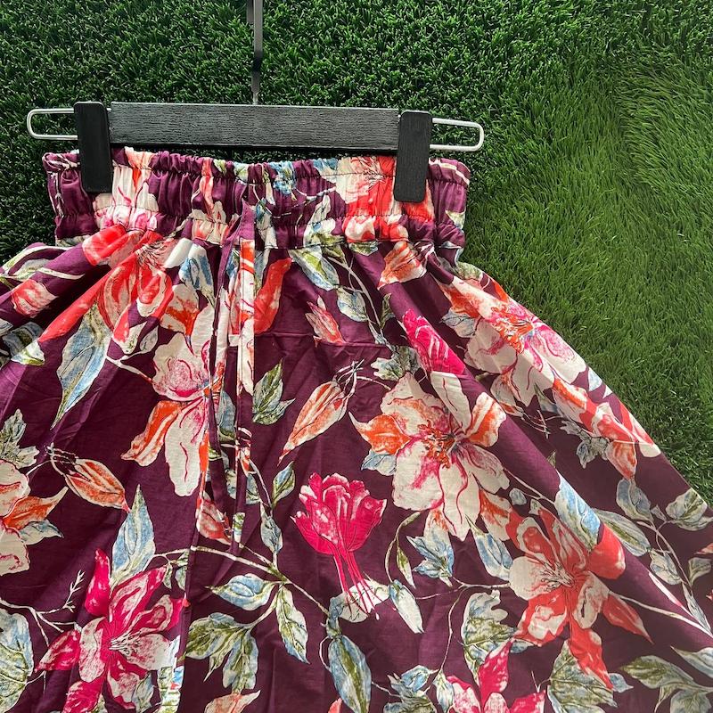 دامن شلواری باتیک بادمجونی