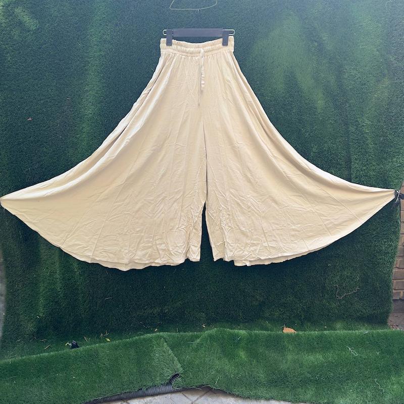 دامن شلواری نخی کرم 