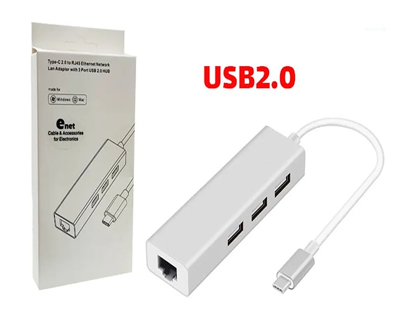 هاب TypeC سه پورت USB2.0 همراه پورت LAN 