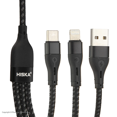  تبدیل USB به MicroUSB / USB-C / لایتنینگ هیسکا مدل LX-33 طول 1.2 متر