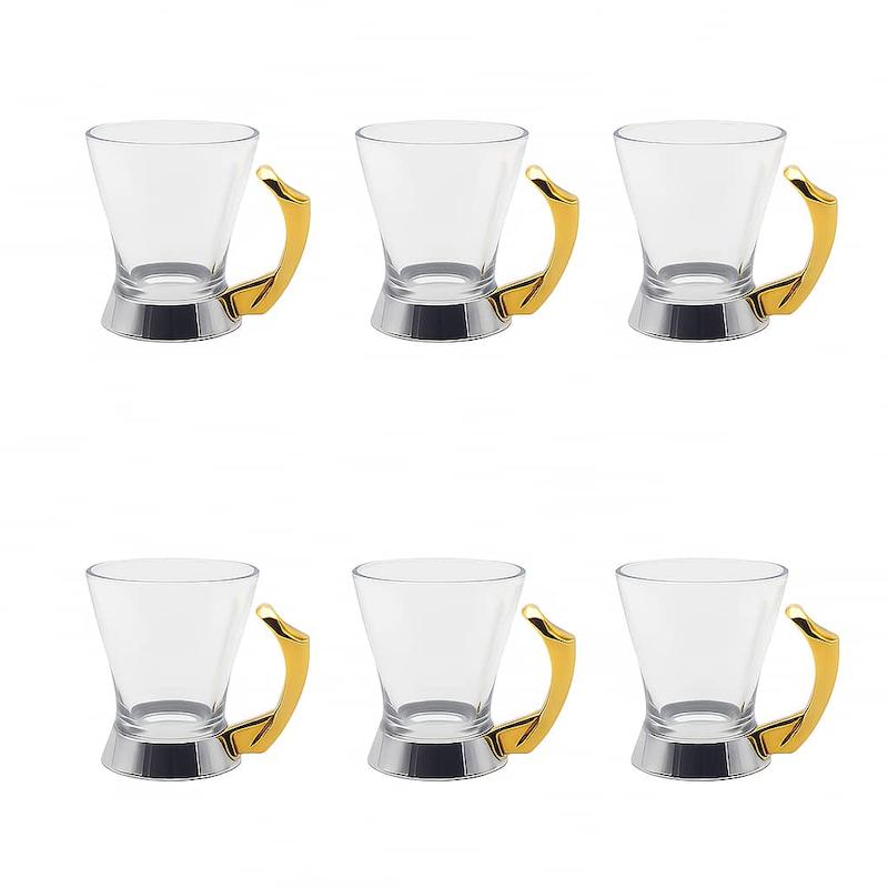 چای خوری رزلند مدل پافیلی 6 عددی استیل طلایی