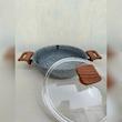 ماهیتابه چدن گرانیتی هاناتک سایز ۲۴ رنگ طوسی درب پیرکس