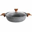 ماهیتابه چدن گرانیتی هاناتک سایز ۲۸ رنگ طوسی درب پیرکس