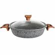 ماهیتابه چدن گرانیتی هاناتک سایز ۲۴ رنگ طوسی درب پیرکس