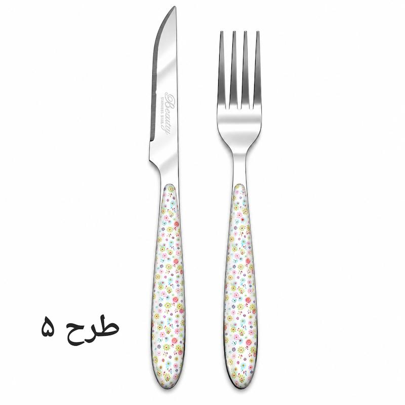 کارد و چنگال میوه بیوتی ست ۱۲ تایی گل گلی ارسال رایگان