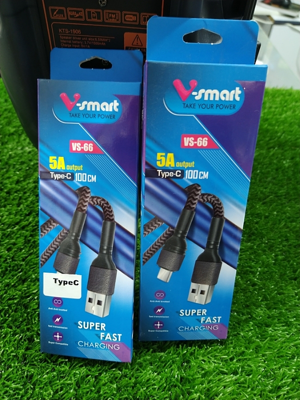 کابل شارژ V-SMART VS-66 خروجی 5A یک متری کنفی تایپ C