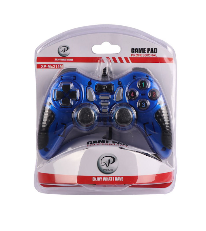 دسته بازی تک شوک دار XP-Product مدل XP-M215M رنگ آبی سیمی گارانتی سلامت فیزیکی 