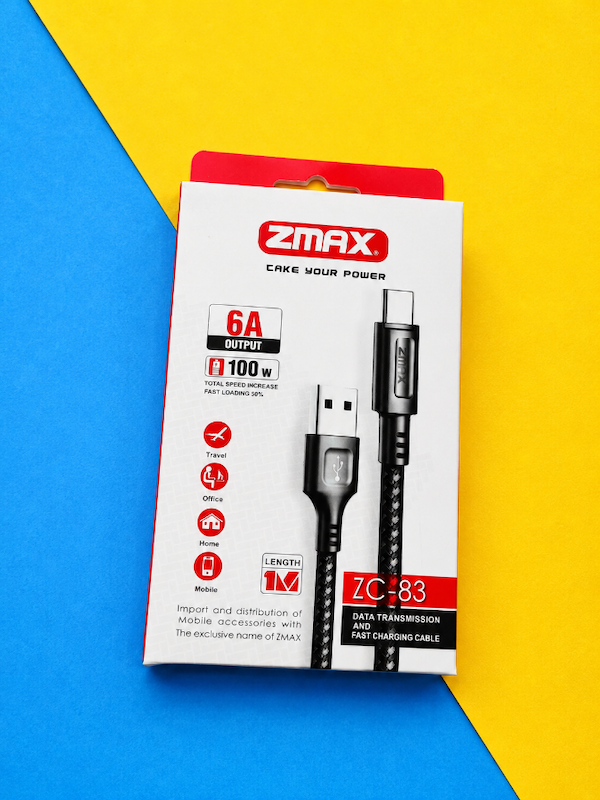 کابل شارژ اورجینال تایپ C کنفی برند ZMAX ZC83 با گارانتی سلامت فیزیکی 