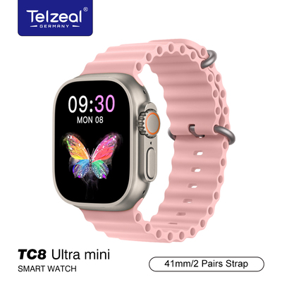 ساعت هوشمند Telzeal TC8 Ultra Mini  سایز 41 ضامن بند و پیچ پشت گارانتی اصالت 