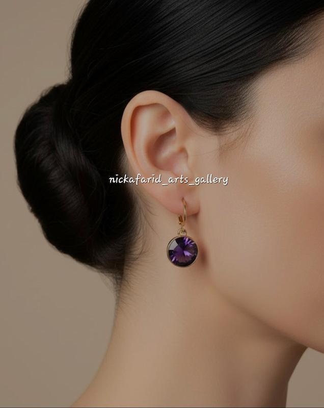 گوشواره بنفش الماسی 