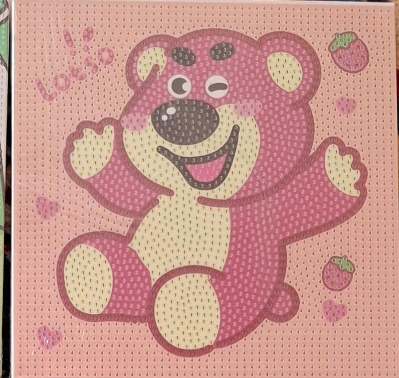 نقاشی الماسی بوم ۲۰×۲۰ لاتسو خرس صورتی