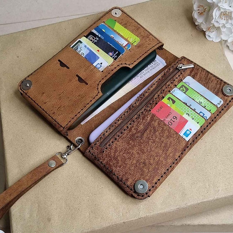 کیف پول چرم بزی عسلی M3212