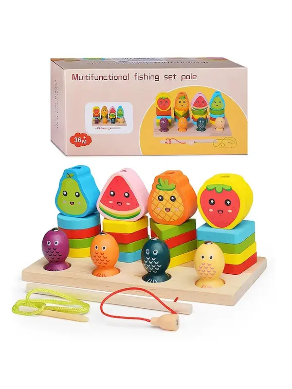 مونته‌سوری چوبی سه‌کاره با ماهیگیری و نخواره 989 