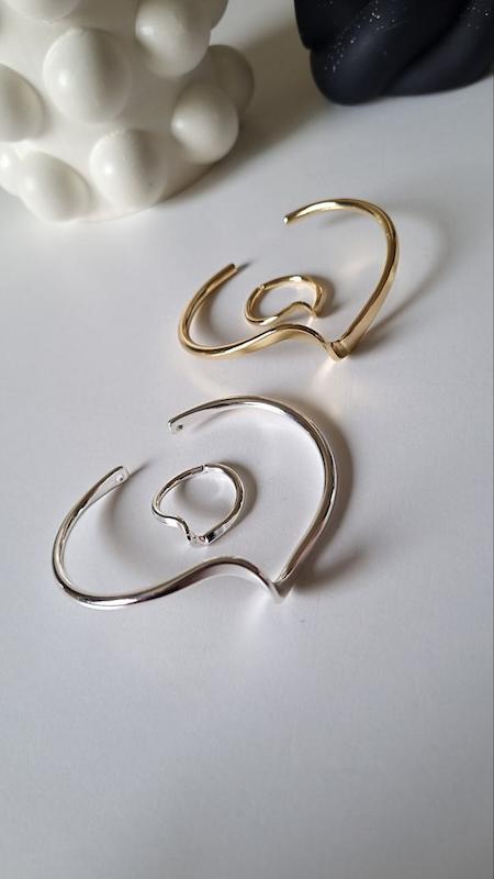 بنگل و انگشتر زنانه موج 