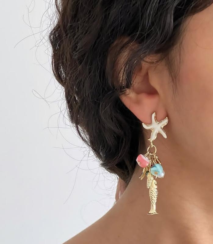 گوشواره ساحلی صدف و ماهی