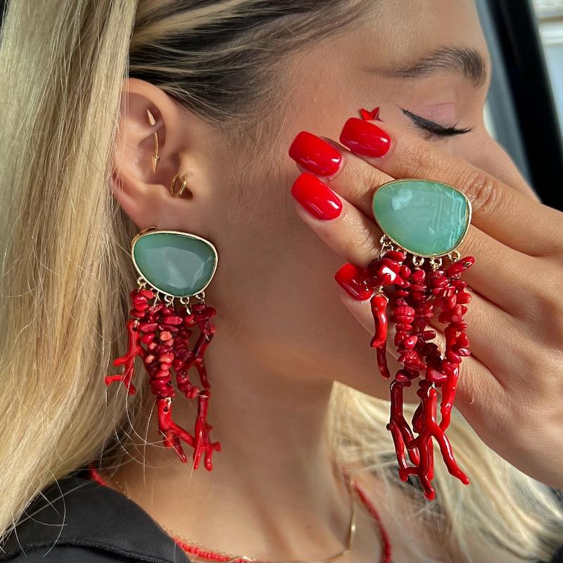 گوشواره ساحلی قرمز دلبری