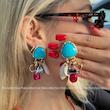 گوشواره فشن فیروزه و مروارید 