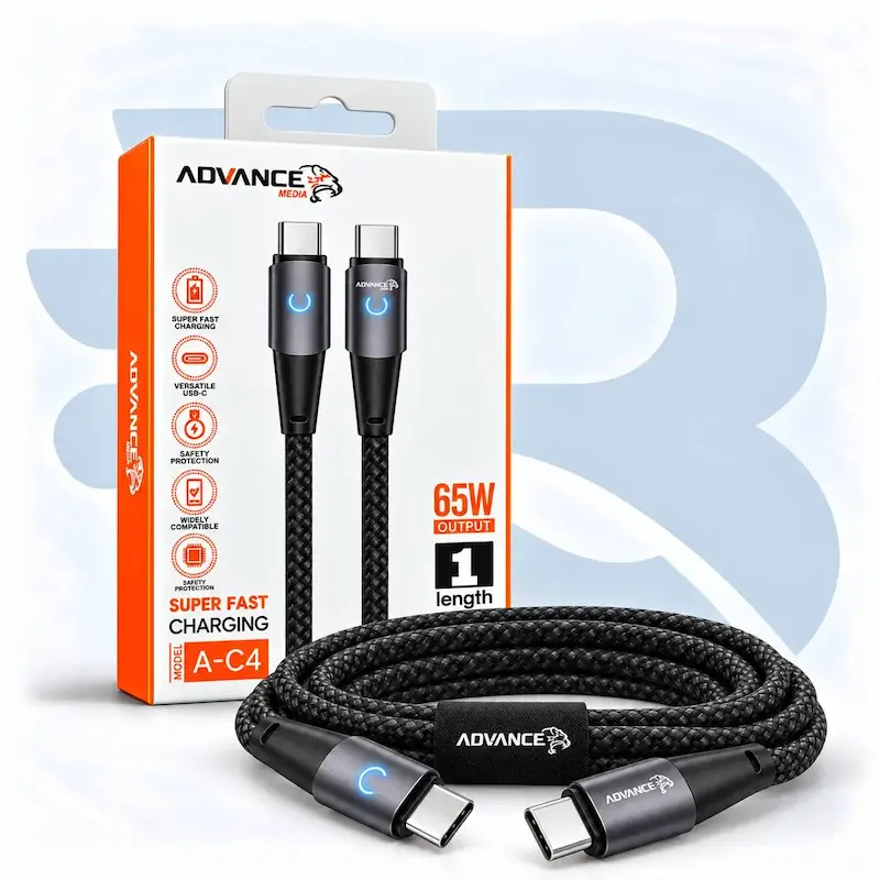 عکس کابل USB-C ادونس A-C4 یک‌متری 65W