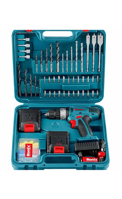 کیت 53 پارچه دریل شارژی چکشی دو باطری رونیکس مدل RS-8019