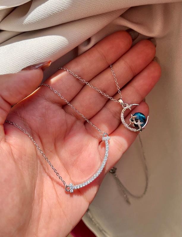 گردنبند نقره ای مجلسی