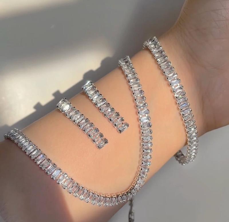 ست دستبند گردنبند گوشواره انگشتر تنیسی