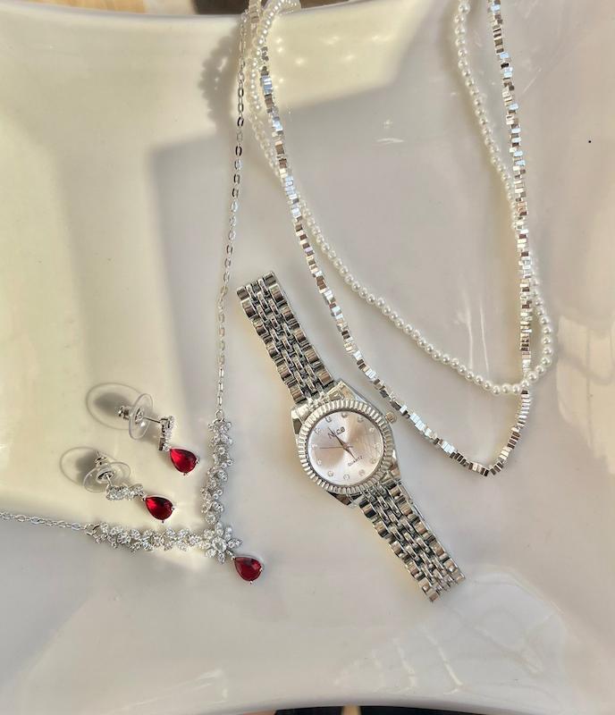 نیمست جواهری / گردنبند دولاین مرواریدی