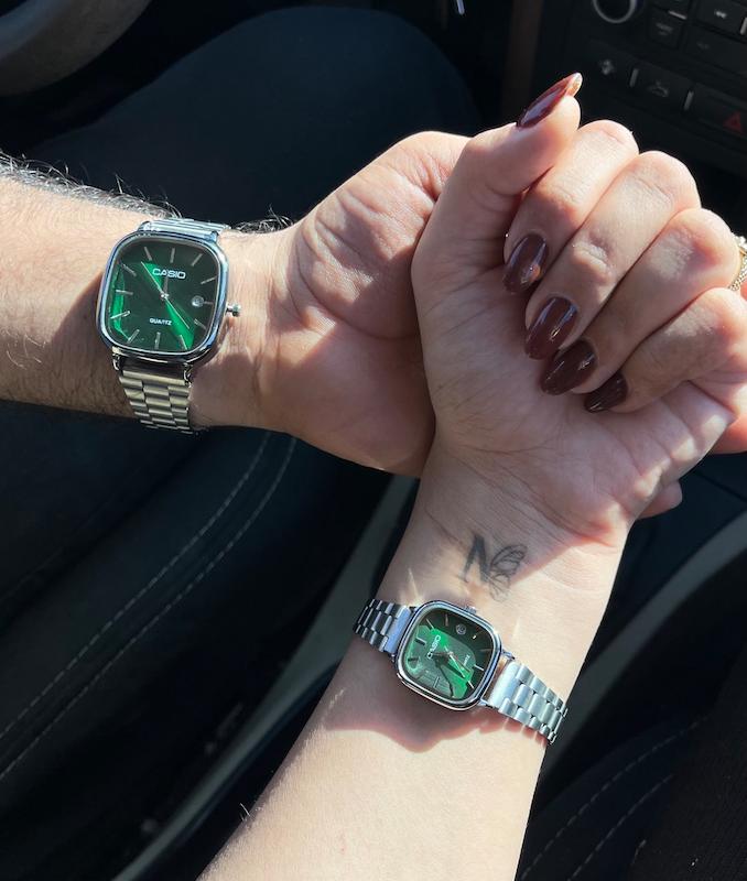 ساعت casio اولدمانی سیلور گرین