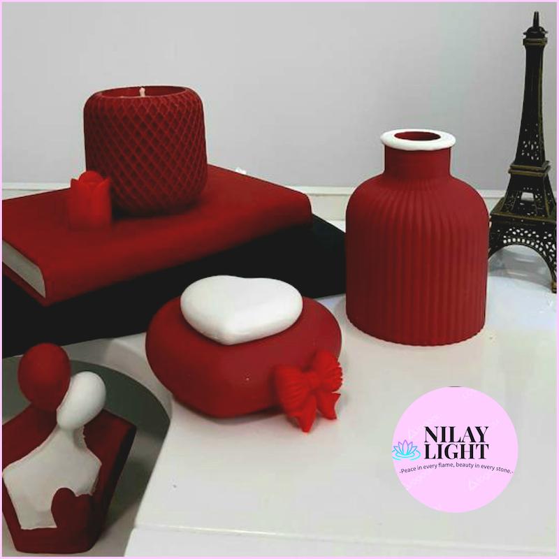 ست دکوری سنگ مصنوعی قرمز شقایقی سفید ۴ پارچه کد ۱۰