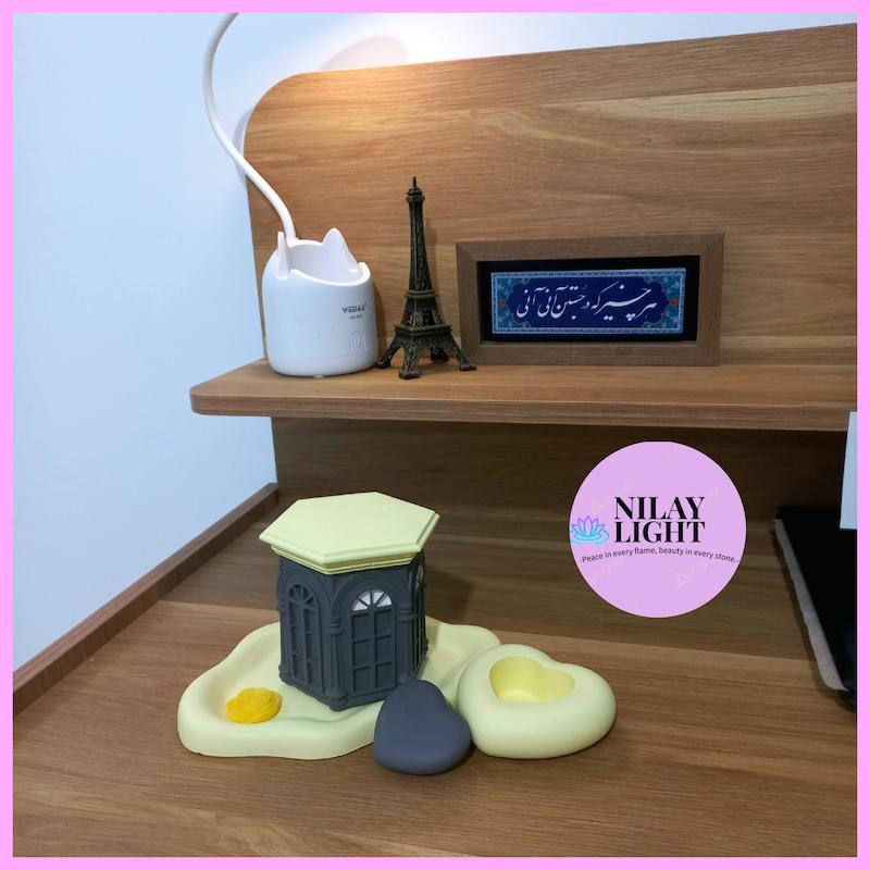 ست دکوری سنگ مصنوعی زرد کره ای و طوسی تیره ۳پارچه کد۶