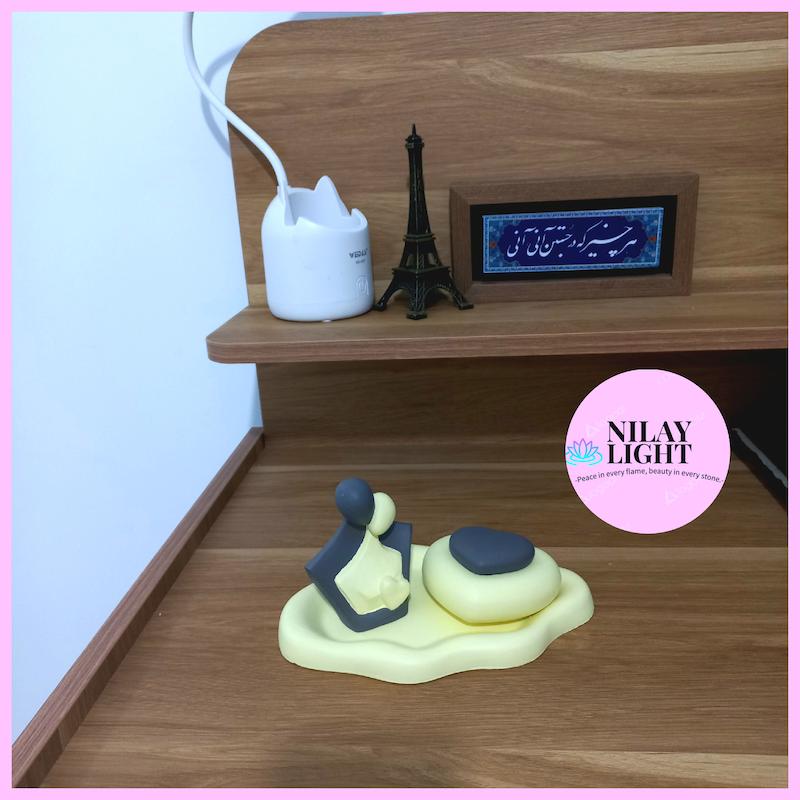 ست دکوری سنگ مصنوعی زرد کره ای و طوسی تیره ۳پارچه کد۷