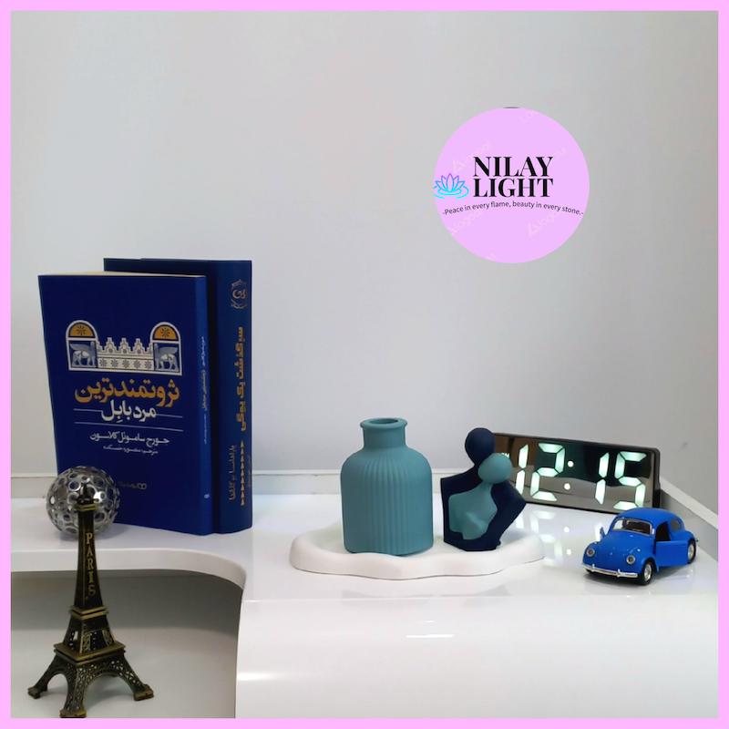 ست دکوری سنگ مصنوعی آبی مه اقیانوسی و سفید ۳پارچه کد۲