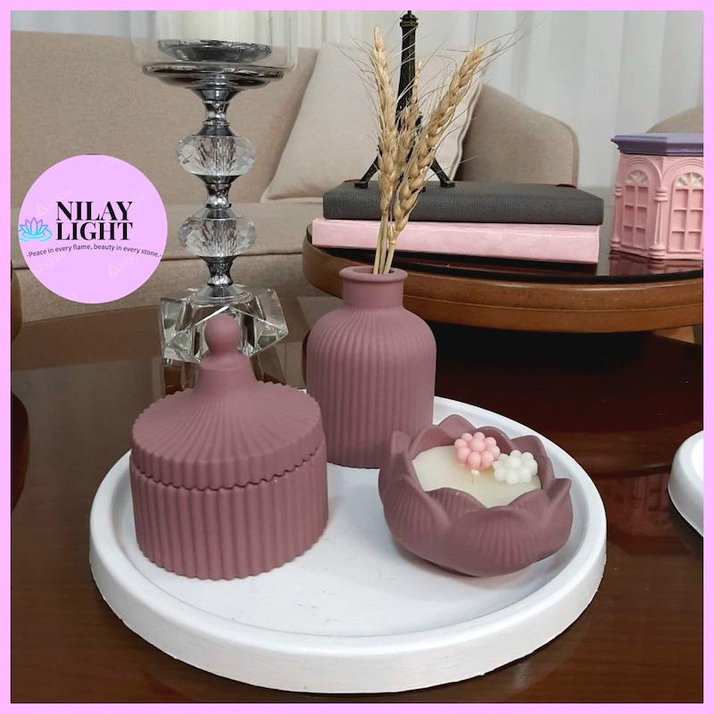 ست دکوری سنگ مصنوعی سفید کالباسی تیره ۴پارچه کد۵