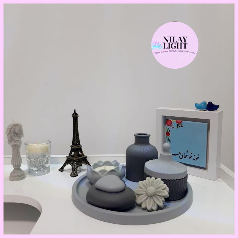 ست دکوری سنگ مصنوعی طوسی تیره و روشن ۵پارچه کد۶