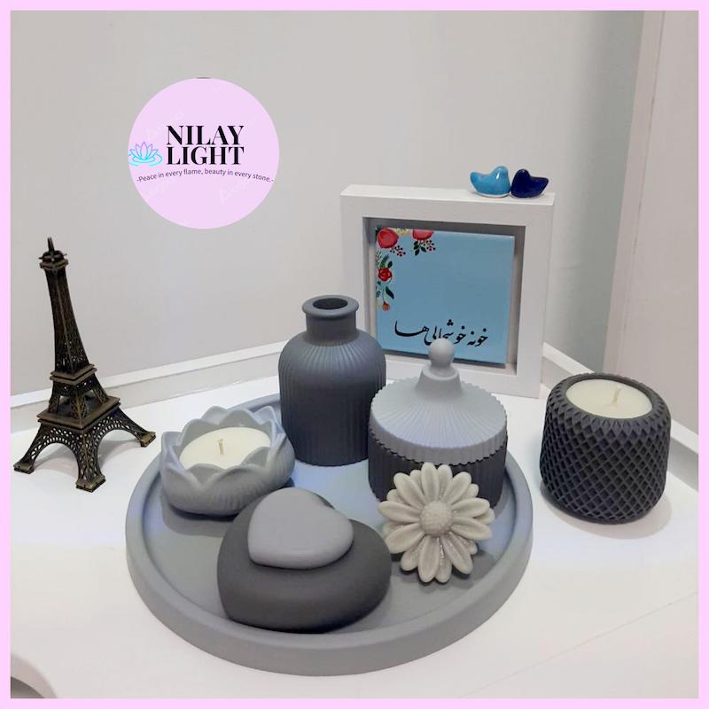 ست دکوری سنگ مصنوعی طوسی تیره و روشن ۶پارچه کد۷