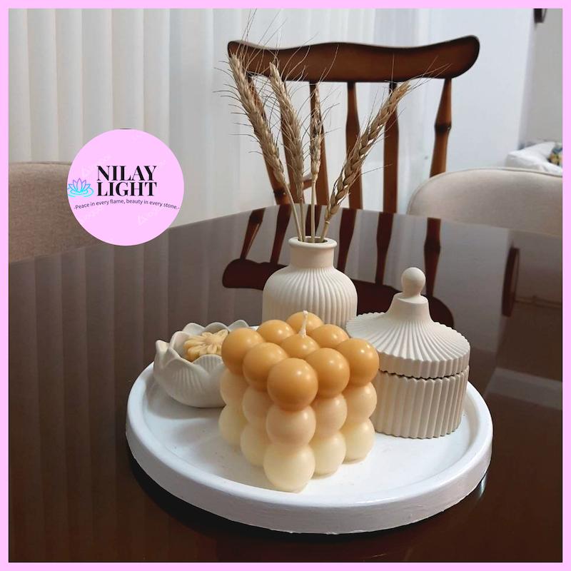 ست دکوری سنگ مصنوعی کرم وانیلی ۵پارچه کد۴