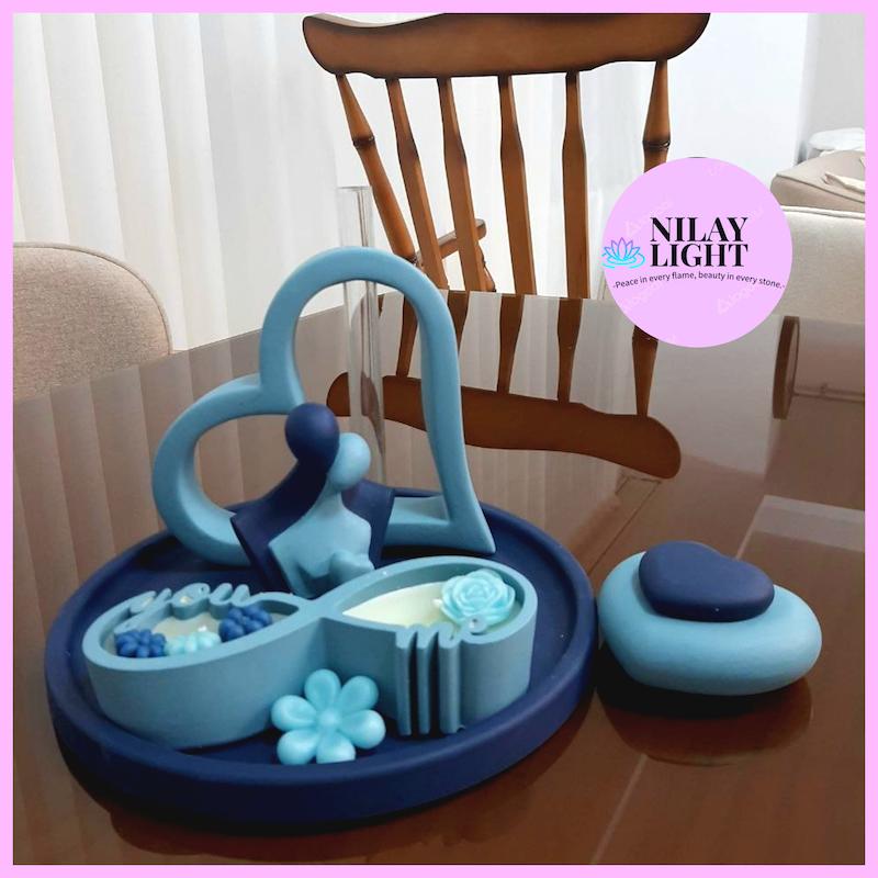 ست دکوری سنگ مصنوعی آبی مه اقیانوسی و سورمه ای ۵پارچه کد۴