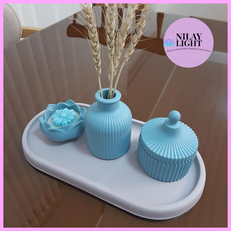 ست دکوری سنگ مصنوعی آبی مه اقیانوسی ۴پارچه کد۵