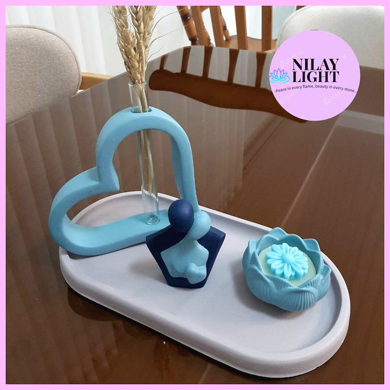 ست دکوری سنگ مصنوعی آبی مه اقیانوسی ۴پارچه کد۶