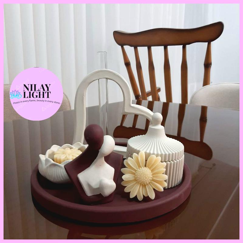 ست دکوری سنگ مصنوعی زرشکی مارون و کرم وانیلی ۵پارچه کد۷