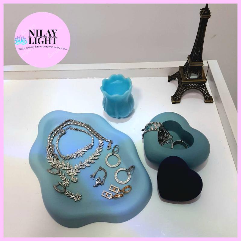 ست دکوری سنگ مصنوعی آبی مه اقیانوسی ۳پارچه 