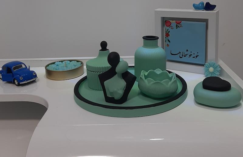 ست دکوری سنگ مصنوعی سبز دریا مشکی ۶ پارچه کد۴