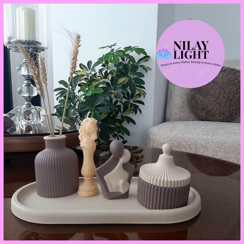 ست دکوری سنگ مصنوعی کرم وانیلی و شکلاتی مخملی ۵پارچه کد۲