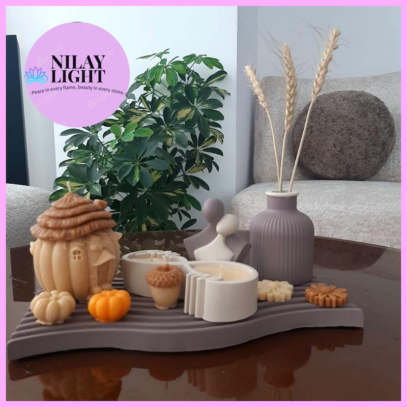 ست دکوری سنگ مصنوعی کرم وانیلی و شکلاتی مخملی ۵پارچه کد۱۴